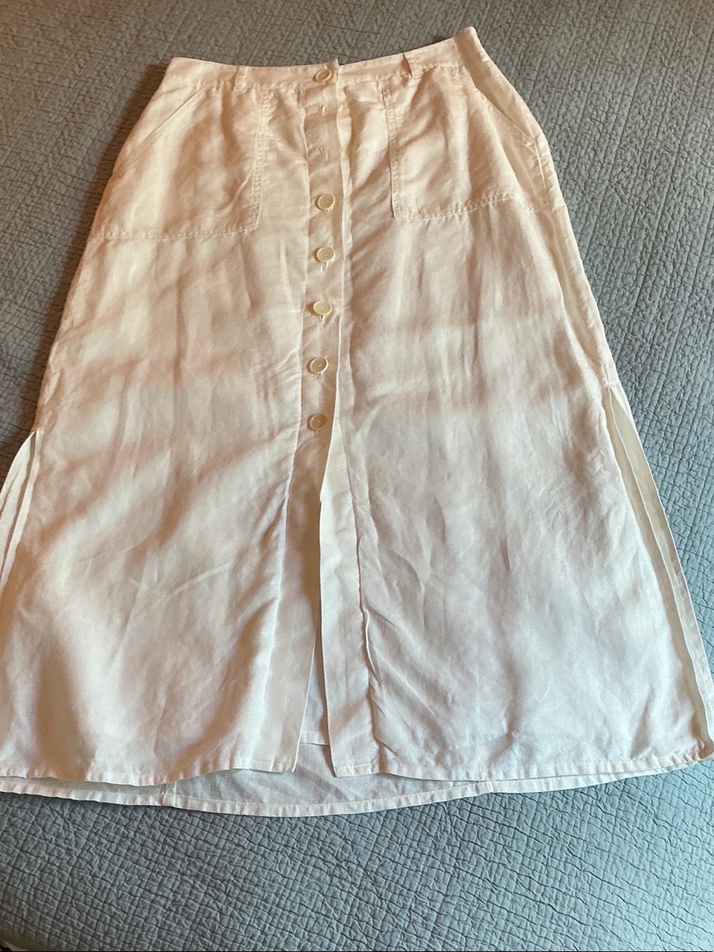 Talbots Light Pink Button-Front Midi Skirt